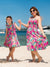 Mom & Me Matching Cotton Vacation Dresses Floral Smocked Dresses with Ruffle Straps for Summer Family Outings & Photos Multi-color