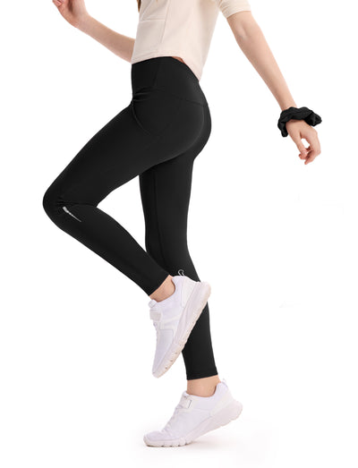 Girl's Leggings High-Waist Flared Yoga Pants with Complimentary Matching Scrunchie Black