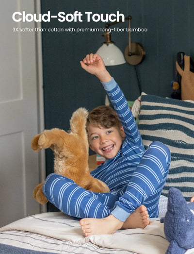 Christmas / Halloween Pajamas 2-piece Bamboo Pajamas Set With Playful Print for Toddler / Kids ( Snug-Fitting) Blue