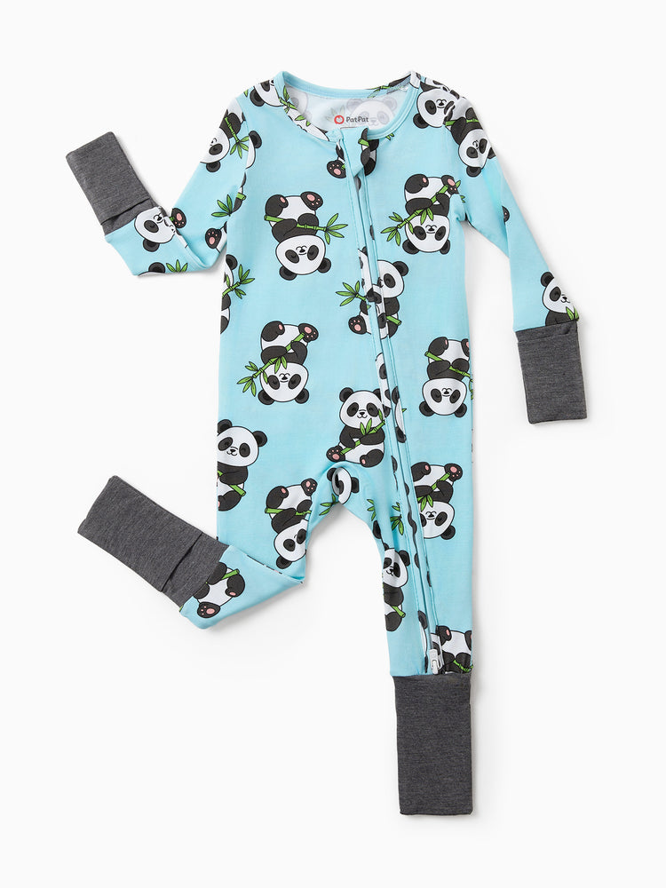Kids Baby / Girl Bamboo Pajamas With Childlike Print (Snug-Fitting) Light Blue