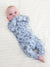 Baby Boy/Girl Plant Print Zip-up Snug-Fitting Wool Pajamas Light Blue
