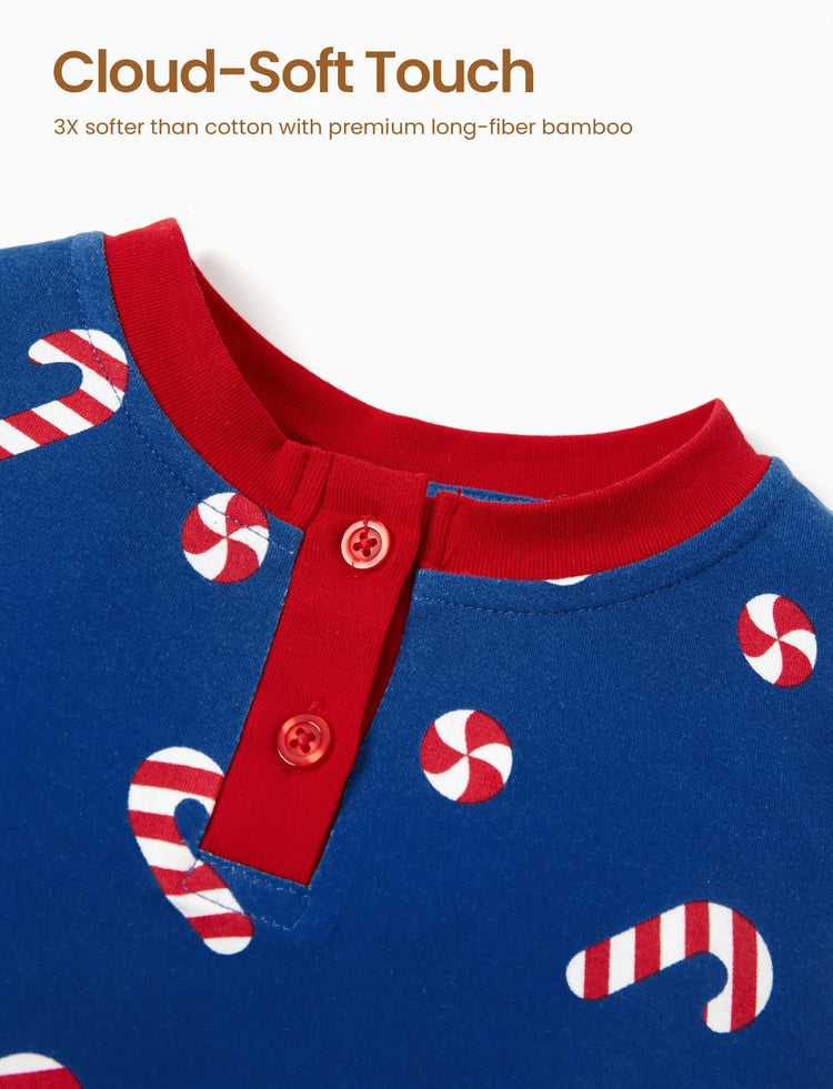 Toddler / Kids Christmas / Halloween PJS for Boys 3-Piece Bamboo Pajama Set 2-in-1 Look for 4 Seasons (Snug-Fitting) Deep Blue