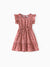 Toddler/Kid Girl All Over Dots Pink Cross Wrap V Neck Ruffle Flutter-sleeve Dress for Mom and Me PinkyWhite