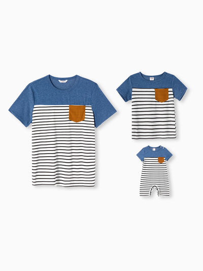 Daddy and Me Family Matching Soft Casual Outfit with Below Knee Dresses, Front Buttons, Belted Design Blue