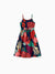 Toddler/Kid Girl Sets Floral V-neck Strap Dress with Hidden Snap Deep Blue