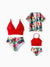 Mommy and Me Family Matching Floral Drawstring Swim Trunks or Ruched Shell Edge Bikini with Optional Swim Cover Up Red