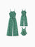 Matching Floral Print Green Smocked Strap Jumpsuits for Mommy and Me Green