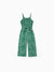 Toddler/Kid Girl Floral Print Green Smocked Strap Jumpsuits Green