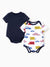 Bamboo Baby Boy/Girl 2-Pack Solid&Printed Rompers Set Deep Blue
