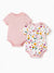 Bamboo Baby Boy/Girl 2-Pack Solid&Printed Rompers Set Pink