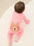 Bamboo Baby Boy / Girl Childlike Animal Pattern 2-way Zipper Footie Orange red