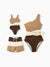 Mommy & me Color Block Swimsuits, Mommy and Me One-Shoulder Cutout Bikini Set Summer Beach Vacation Swimwear Coffee