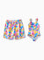 Daddy & Daughter Seashell & Starfish Print Swimsuits Ruched One-Piece & Swim Trunks Set Multi-color