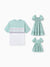 Daddy & Daughter T-Shirt & Dress Set Polka Dot Puff-sleeve Dress for Daughter & Baby, Color Block Cotton Tee for Dad , Perfect for Family Outings & Photos Light Green