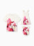Daddy & Daughter Casual Outfit Floral Print T-shirt or Halter Dress Summer Set for Vacation Apricot