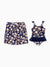 Daddy & Daughter Floral Print Swimsuits 2-in-1 One-Piece Swimsuit & Swim Trunks Deep Blue