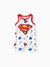 Justice League Baby Boy Batman/Superman Tank Romper RED/WHITE