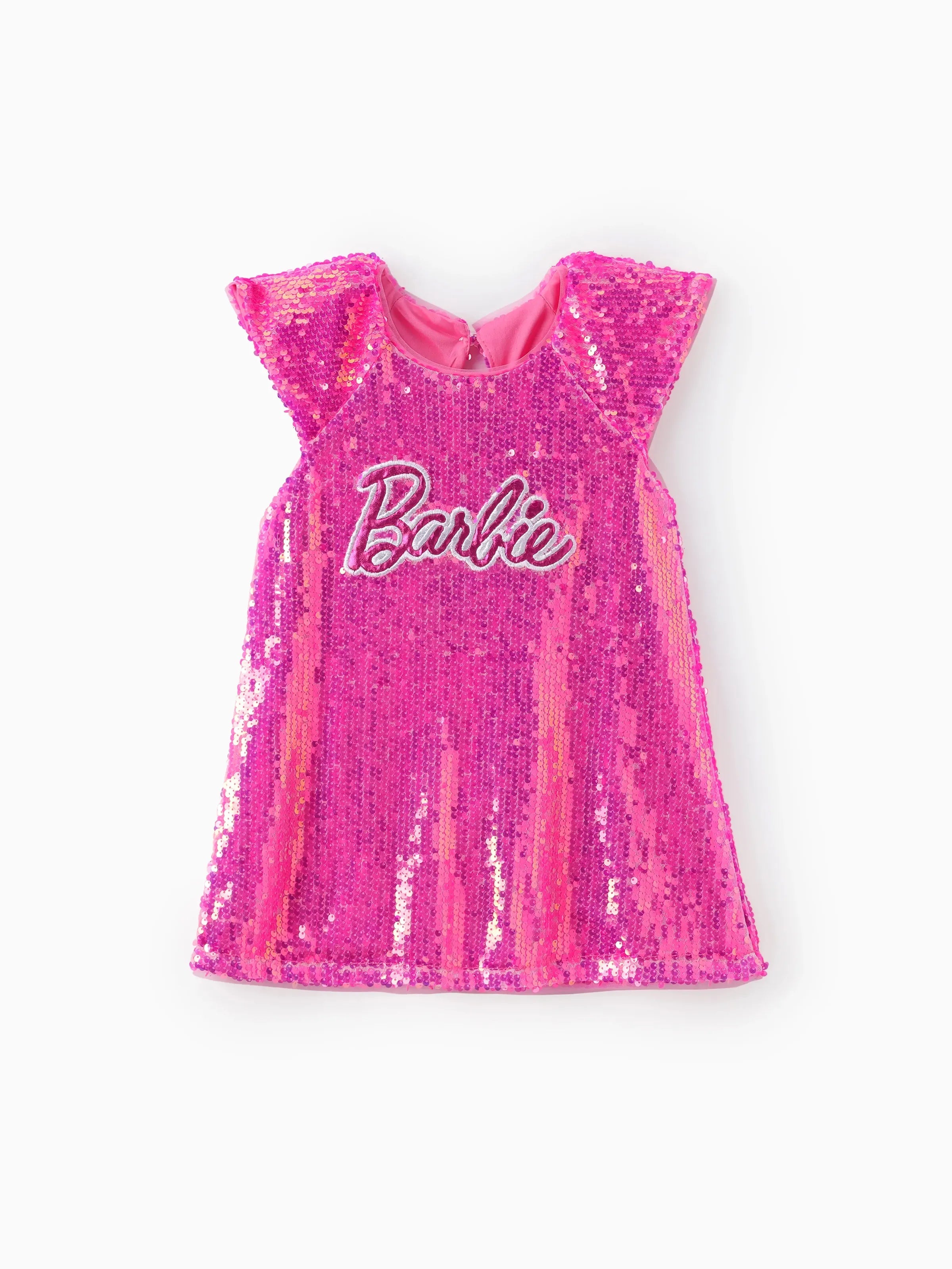 Cute Spring Outfits for Girls The Barbie Toddler/Kid Girl Classic Barbie Letter Print Sequins Flutter-Sleeve Dress