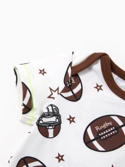 Baby Boy/Girl Playful Print 3pcs Rompers Set Brown