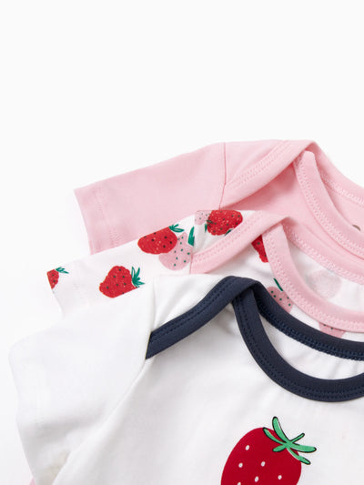 Baby Boy/Girl Playful Print 3pcs Rompers Set Pink