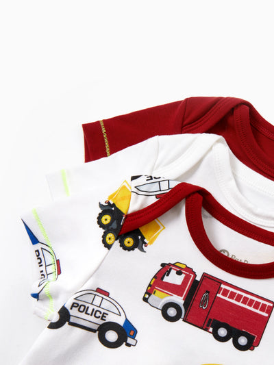 Baby Boy/Girl Playful Print 3pcs Rompers Set Red