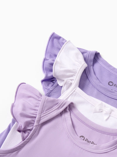 Bamboo Baby Girl Solid Color 3-Piece Rompers Set Purple