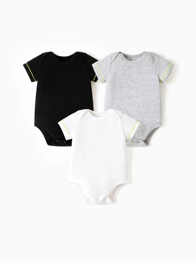 Baby Boy/Girl 3-Pack Lyocell Solid Color Romper Black