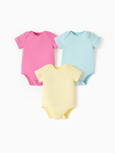 Baby Boy/Girl 3-Pack Lyocell Solid Color Romper Pink