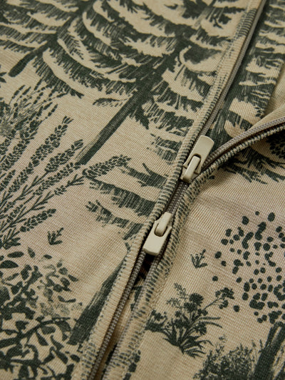 Baby Boy/Girl Plant Print Zip-up Snug-Fitting Wool Pajamas Green