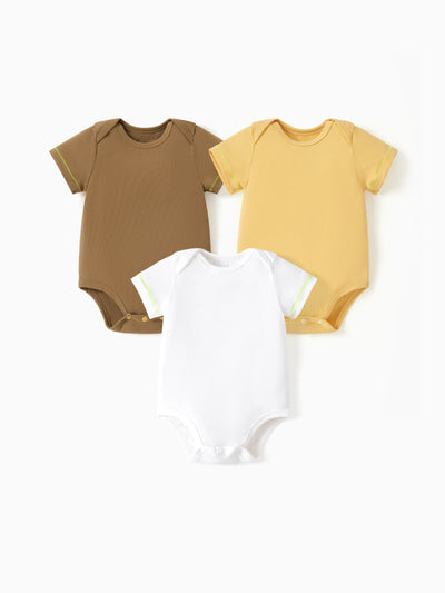 Baby Boy/Girl 3-Pack Lyocell Solid Color Romper Brown