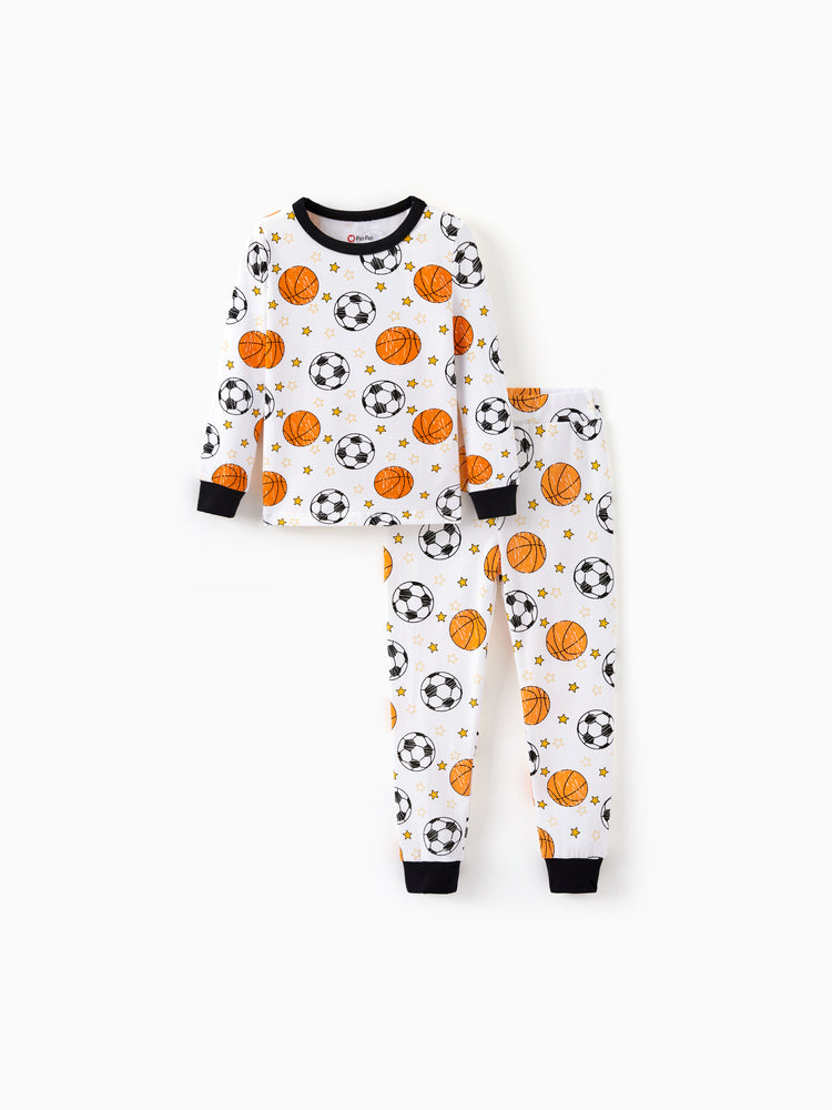 Halloween Pajamas Set with Childlike Print 2-piece Snug fit Organic Cotton Pajamas for Toddler / Kids Girls / Boys White