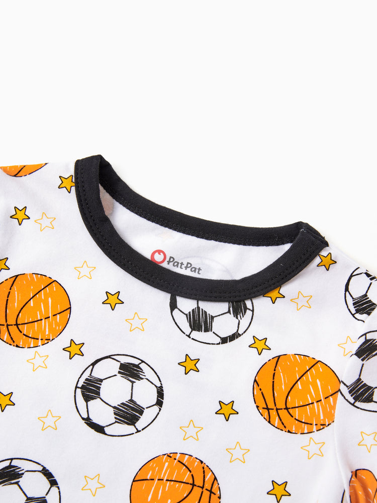 Halloween Pajamas Set with Childlike Print 2-piece Snug fit Organic Cotton Pajamas for Toddler / Kids Girls / Boys White