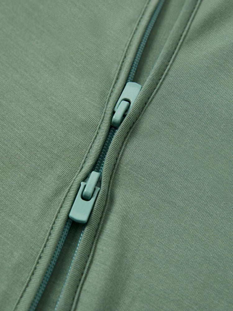 Bamboo Baby Boy / Girl 3-Pack Solid&Rainbow Printed 2-Way Zipper Anti Slip Long-sleeve Footie Green