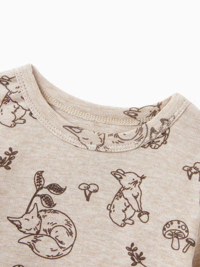 Toddler / Kids 2-piece Pajamas With Animal Print ( Snug-Fitting ) Apricot