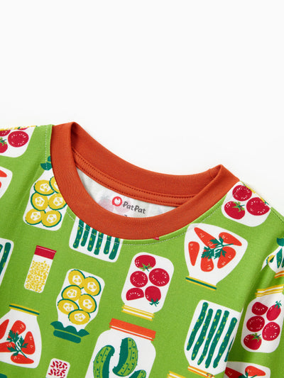 Christmas / Halloween Pajama 2-Piece Upgraded Thick Bamboo Pajama Set With Childlike Print for Toddler / Kids Girl (Snug-Fitting) Green