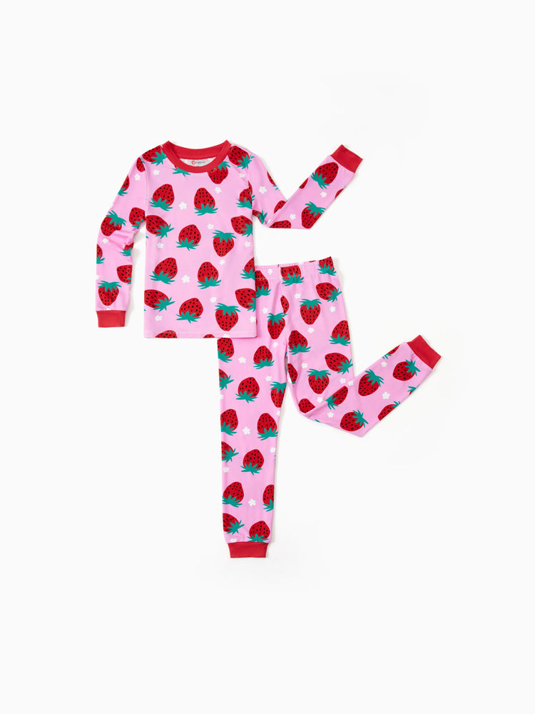 Christmas / Halloween Pajama 2-Piece Upgraded Thick Bamboo Pajama Set With Childlike Print for Toddler / Kids Girl (Snug-Fitting) Red