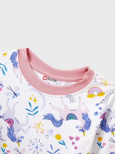 Christmas / Halloween Pajama 2-Piece Upgraded Thick Bamboo Pajama Set With Childlike Print for Toddler / Kids Girl (Snug-Fitting) Pink