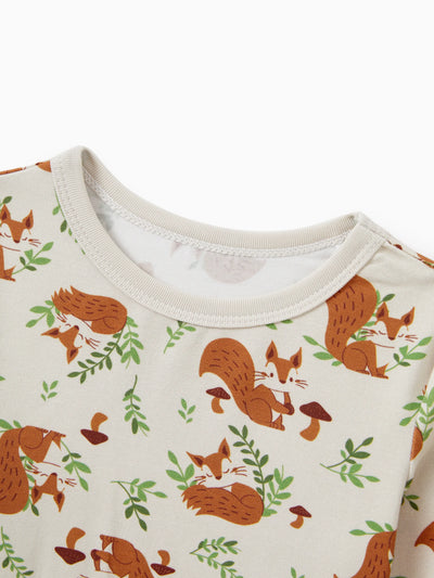 Christmas / Halloween Pajama 2-piece Bamboo Pajamas Set With Childlike Print for Baby / Toddler( Snug-Fitting) Apricot