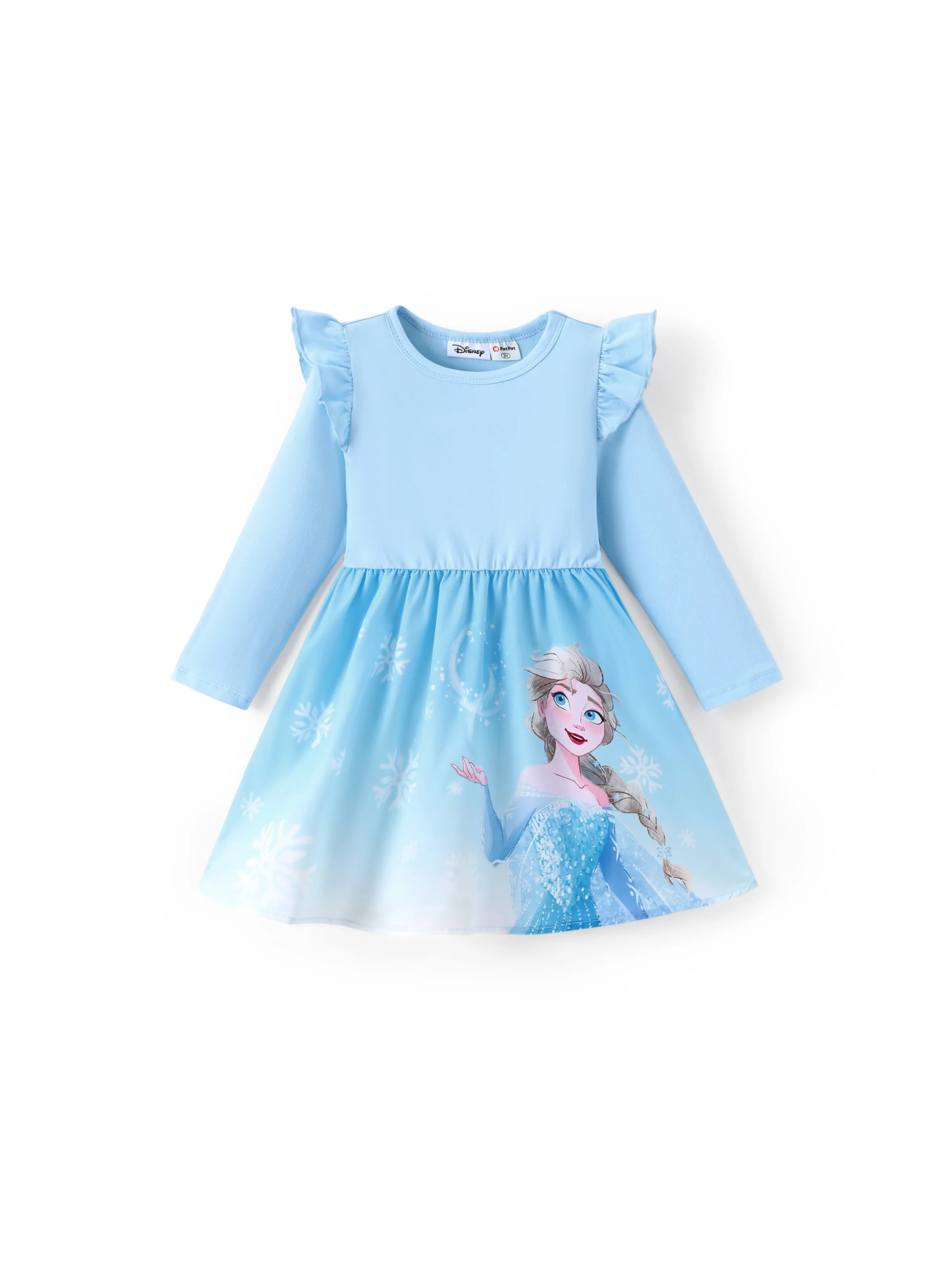 Cute Spring Outfits for Girls The Disney Frozen Toddler Girl Colorblock Flutter-Sleeve Ruffle Dress in Light Blue