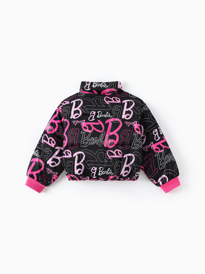 Barbie Toddler/Kid 1pc Logo Pattern Long-sleeve Crop Puffer Jacket Multi-color