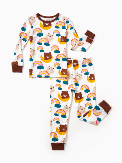 Bamboo Pajamas Set 2-Piece Childlike Animal Print Snug-Fitting Pajamas Set for Baby/Toddler Brown