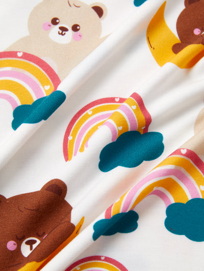 Bamboo Pajamas Set 2-Piece Childlike Animal Print Snug-Fitting Pajamas Set for Baby/Toddler Brown