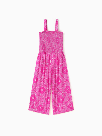 Barbie Toddler/Kid Girl Bamboo Allover Print Jumpsuit Hot Pink