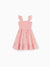 Toddler/Kid Girl Pink Flower Print Smocked Tie-Back Cotton Dress, Perfect for Summer Family Outings & Photos Mauve Pink
