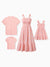 Family Matching Pink Outfits Flower Print Smocked Tie-Back Cotton Dress for Mom & Daughter, Solid Shirts for Dad & Son, Perfect for Summer Family Outings & Photos Mauve Pink