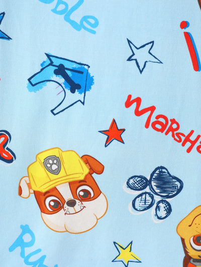 PAW Patrol Toddler Boy Rubble/Marshall 3-Piece Bamboo Pajama Set 2-in-1 Look for 4 Seasons (Snug-Fitting) Blue