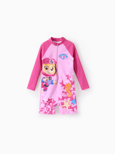 PAW Patrol Toddler Girl Skye UPF50+ Colorblock Swimsuit Hot Pink