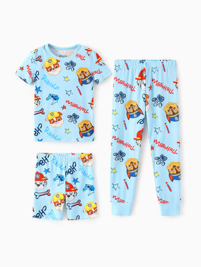 PAW Patrol Toddler Boy Rubble/Marshall 3-Piece Bamboo Pajama Set 2-in-1 Look for 4 Seasons (Snug-Fitting) Blue