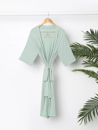 Newborn Bamboo Set for Mom & Baby Ultra Soft Bamboo Robe for Mom, Swaddle Blanket with Hat, Breathable & Gentle for Newborn Care Mint Green