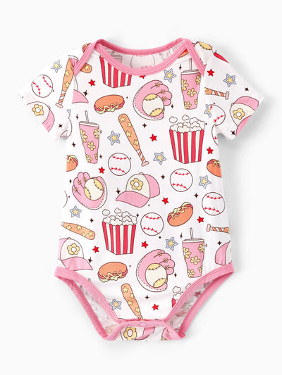 Bamboo Baby Boy/Girl 1pc Allover Print  Bodysuits  Pink